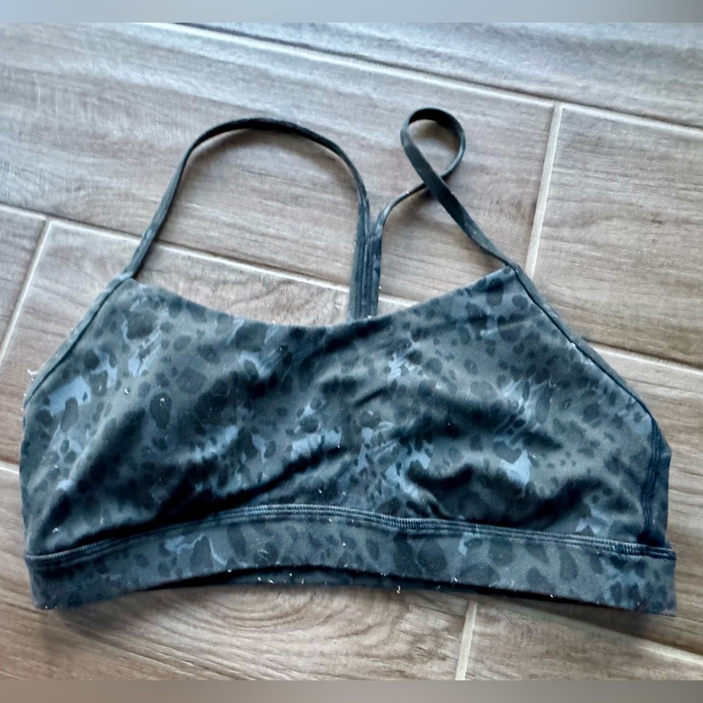 Lululemon Black Leopard Print Sports Bra. Size 10